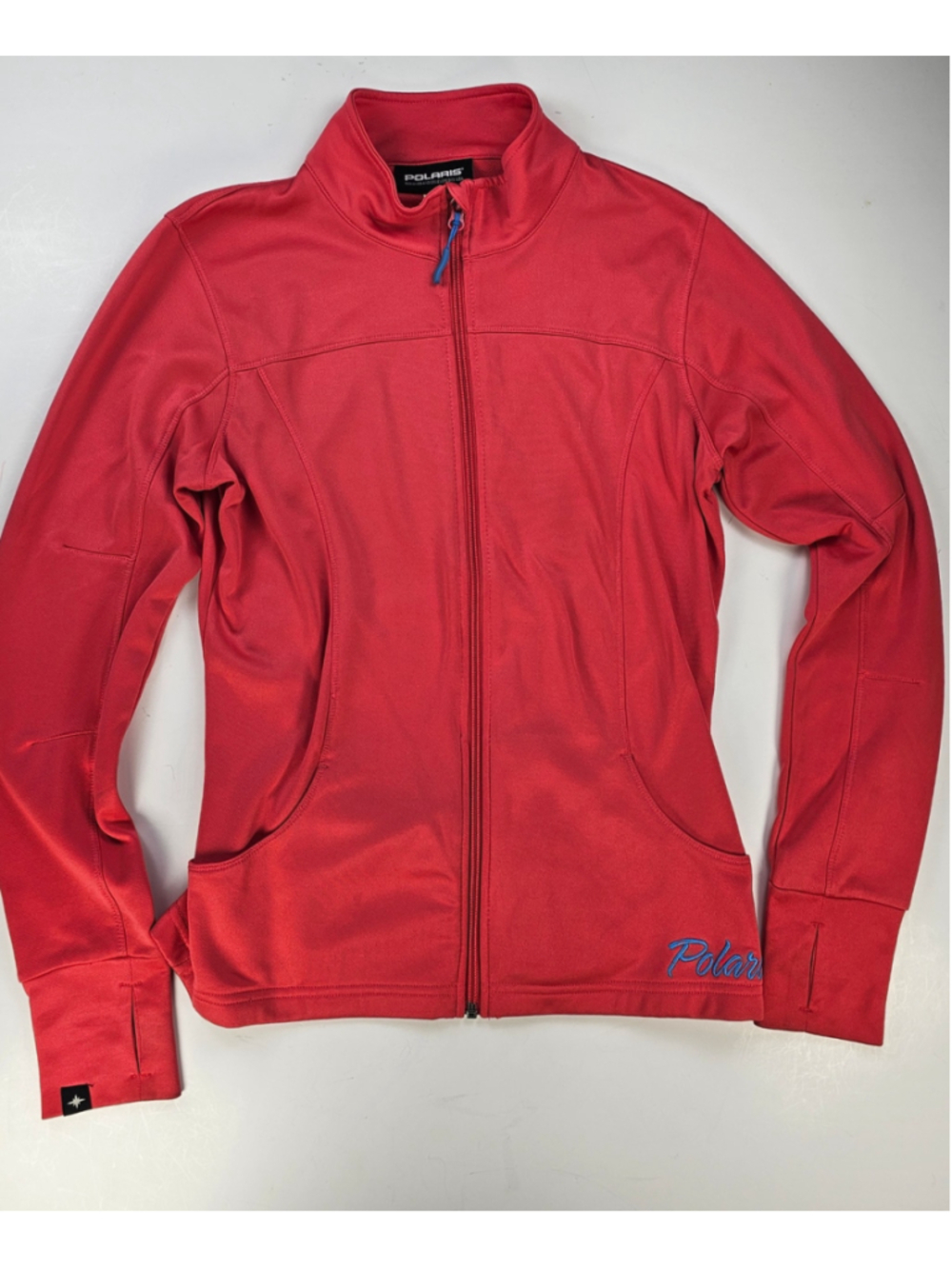 Polaris Women’s Small Red Full Zip Performance Jacket Thumbholes Rear Zip Pocket